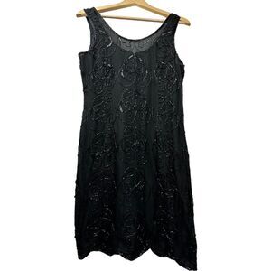 Vintage JMD Black Beaded Shift Mini Dress